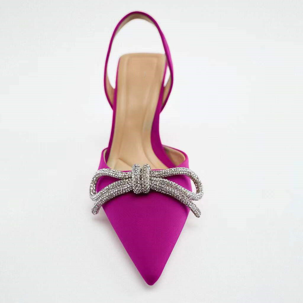 Women's High Heel Pointed Toe Bow Sandals