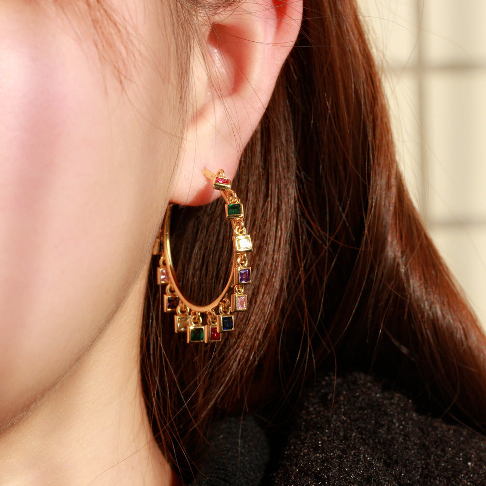 Ladies Celebrity Tassel Hoop Earrings