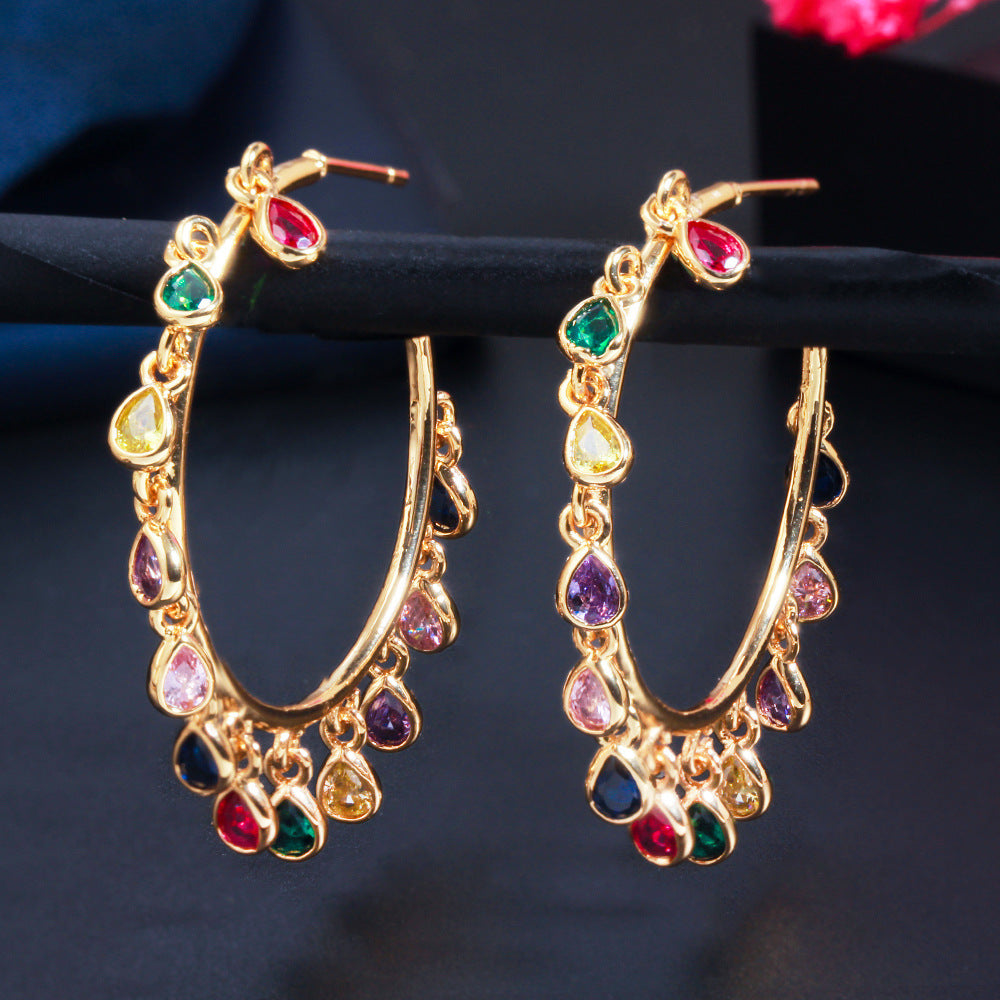 Ladies Celebrity Tassel Hoop Earrings