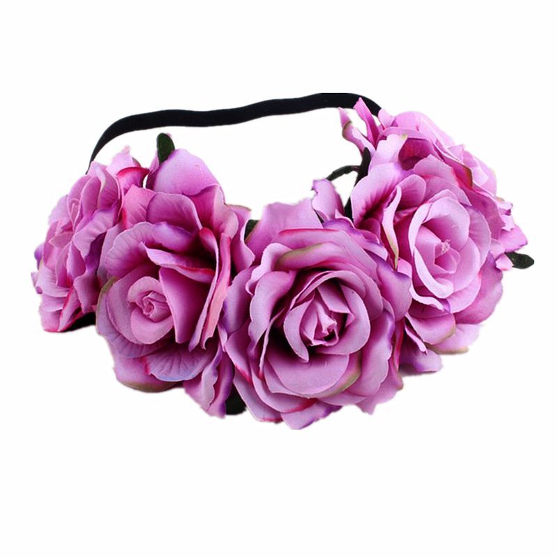 Europe And The United States 5 Red Roses Flower Headband Wreath Bridal Holiday Hair Accessories