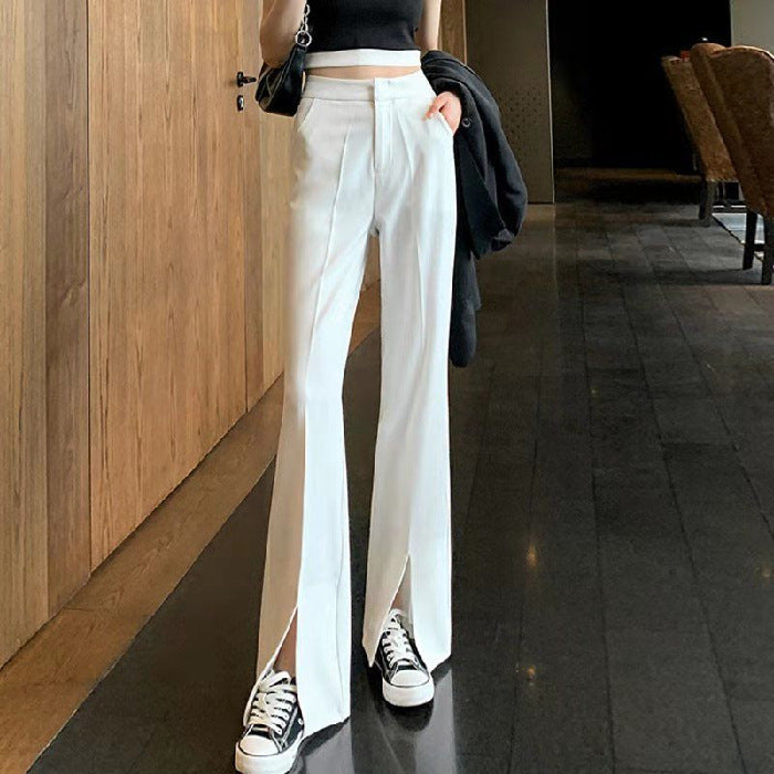 Mopping Suit Pants Were Thin, Front Slit Wide-leg Pants Casual Temperament Trousers Women