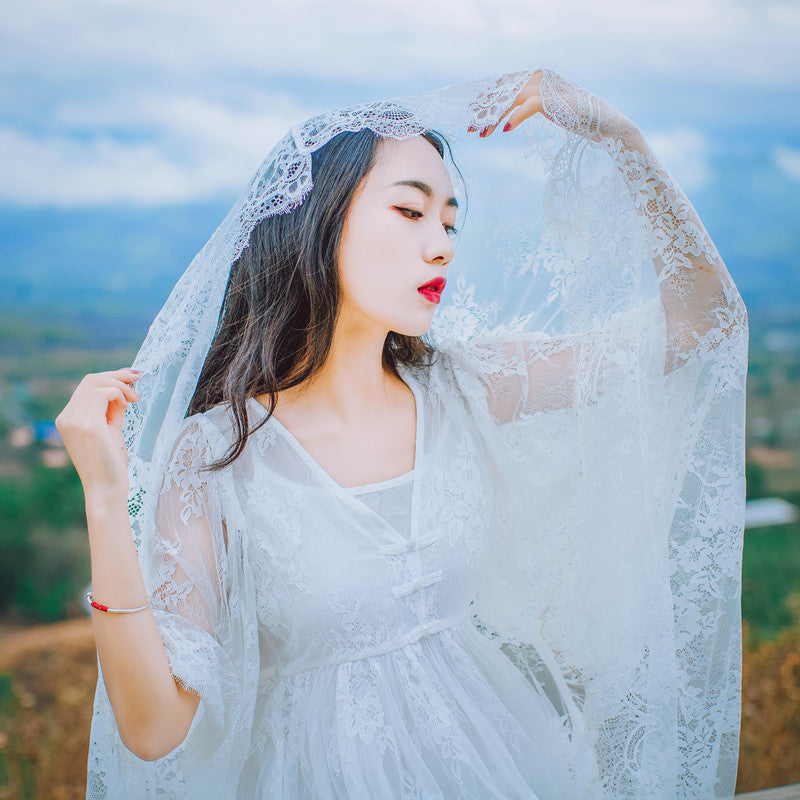 Women's Summer White Dress With Embroidered Lace