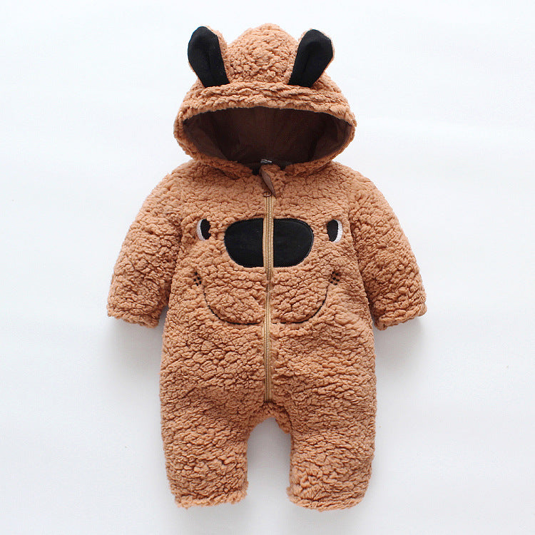 Thickened jumpsuit baby hooded romper