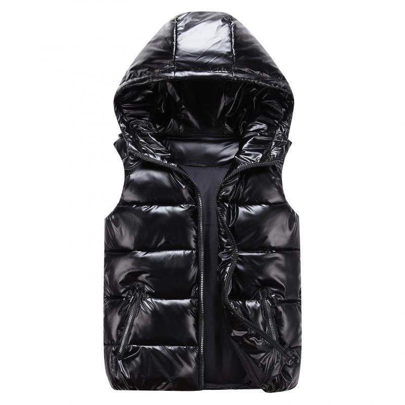 Women's Plus Size Hooded Shiny Down Cotton Vest