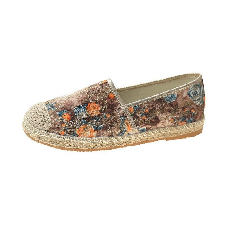 Grass Printed Fisherman's Shoes For Women's Flat Bottom