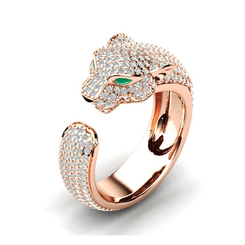 Leopard Head Diamond Ring Popular In Europe And America