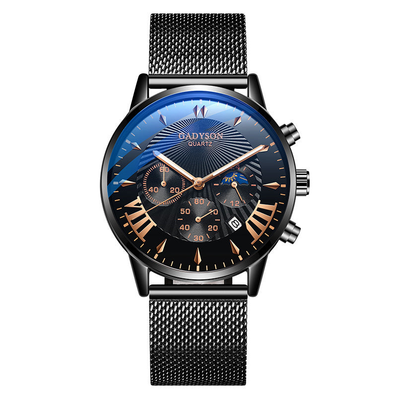 Men's Alloy Mesh Strap Watch With Activity Buckle