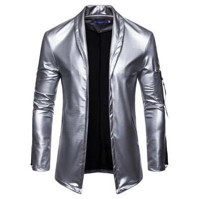 ZZ Men's elastic PU leather zipper motorcycle leather jacket