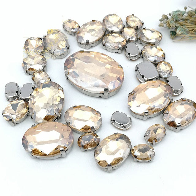 30 Sets Of Mixed Oval Sized Glass Crystals