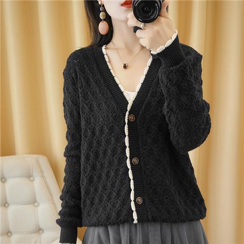 New Knitted Hollow Cardigan Women's Jacket Long Sleeve