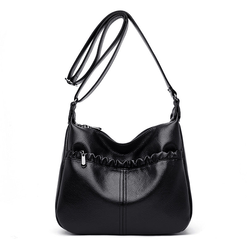 Middle-aged Women's Bag All-match Handbag Lychee Pattern One-shoulder Diagonal Ladies Bag