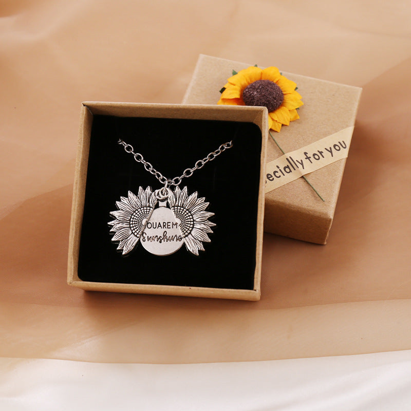 New European And American Sunflower Necklace Pendant