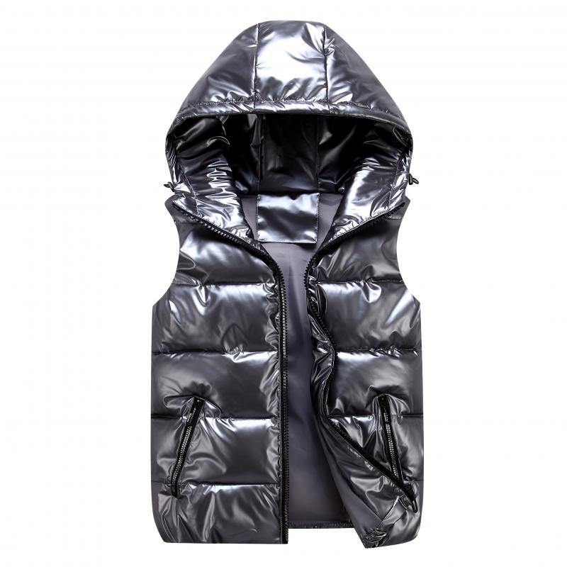 Women's Plus Size Hooded Shiny Down Cotton Vest