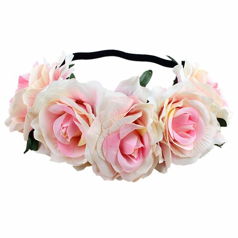 Europe And The United States 5 Red Roses Flower Headband Wreath Bridal Holiday Hair Accessories