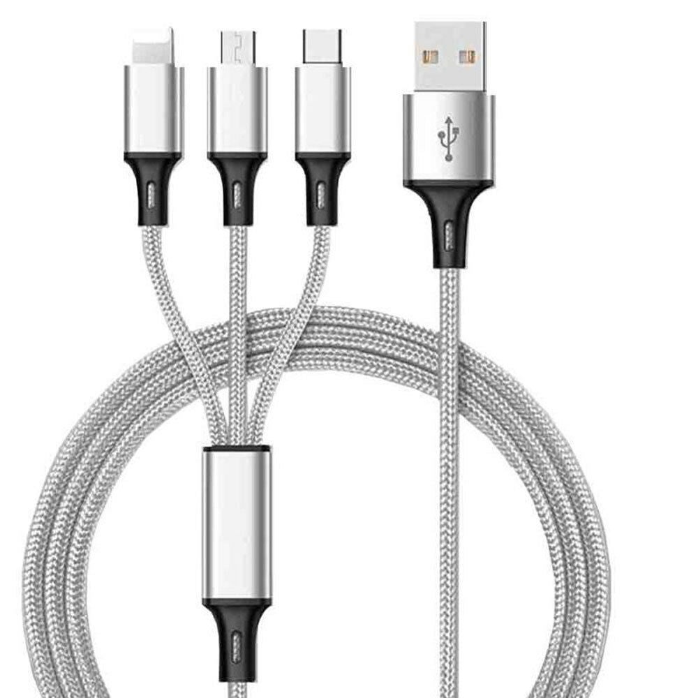 Compatible with Apple , Braided 3-in-1 data cable