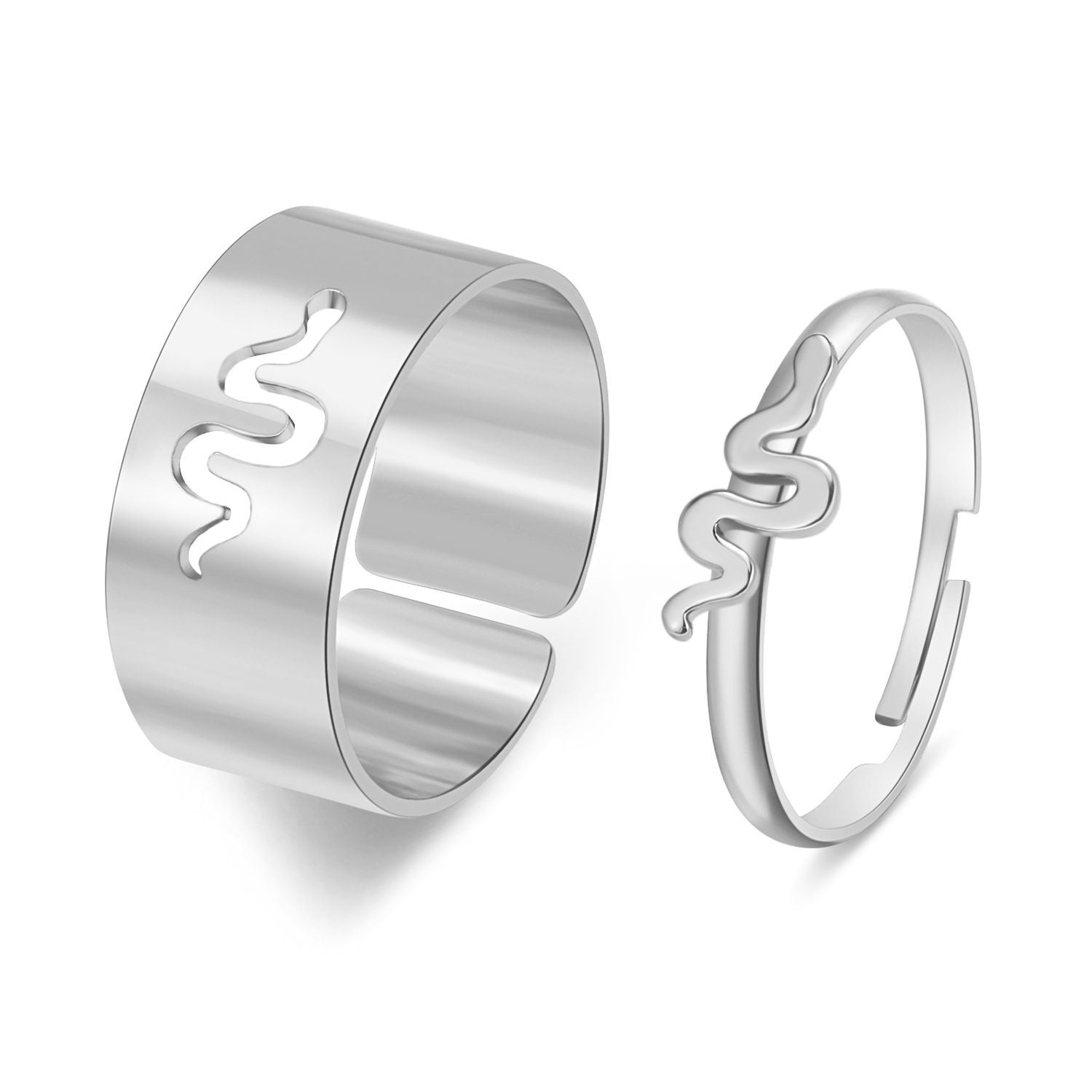 Creative Geometric Love Star Moon Punk Couple Ring