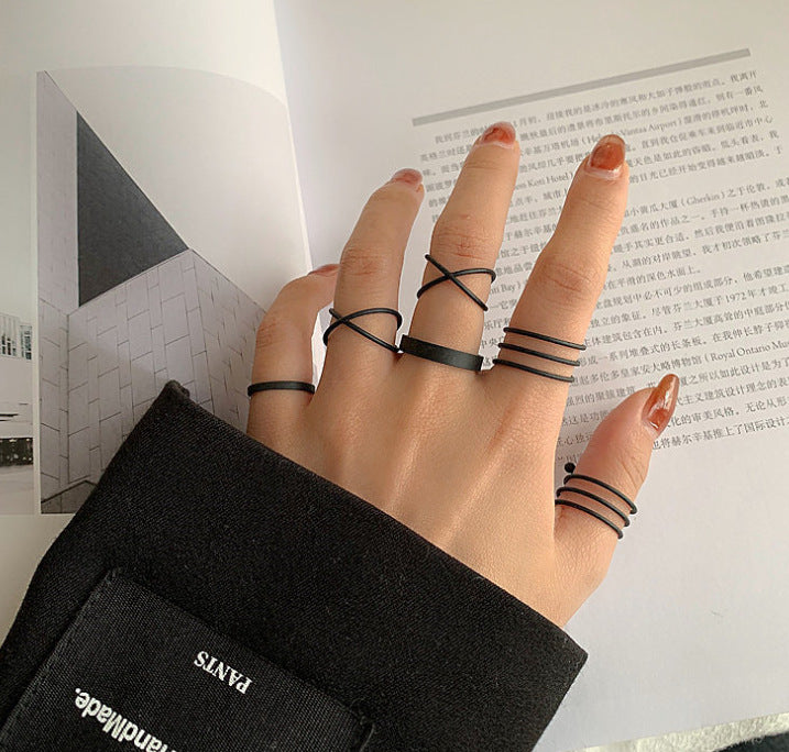 Women's Geometric Personality Cross Ring Six-piece Set