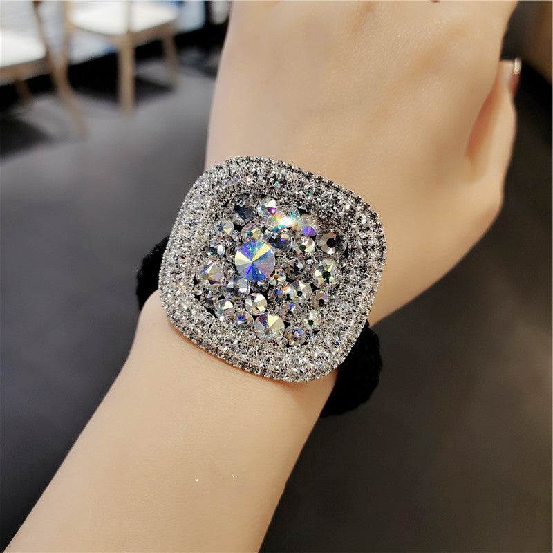 Korea Shiny Crystal Rhinestone Thick Hair Ring Hair Rope Setting