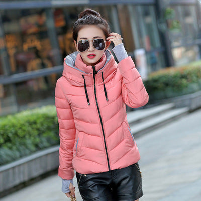 European and American cotton women's short section collar winter ladies cotton jacket slim jacket