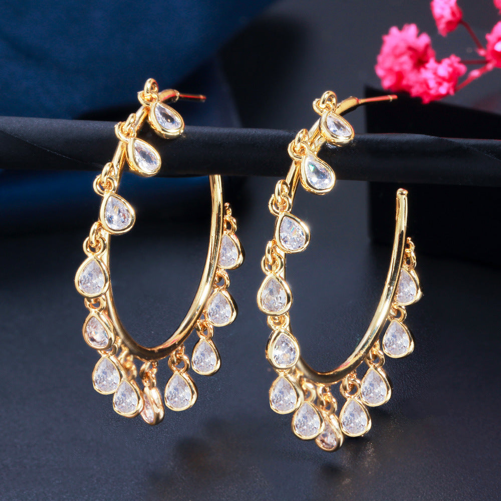 Ladies Celebrity Tassel Hoop Earrings