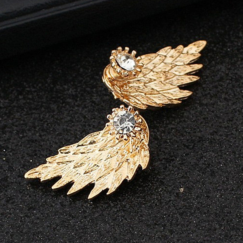 Angel Wings Stud Earrings with Diamonds