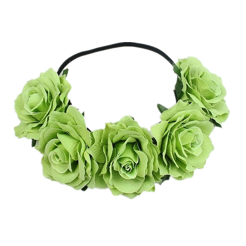 Europe And The United States 5 Red Roses Flower Headband Wreath Bridal Holiday Hair Accessories