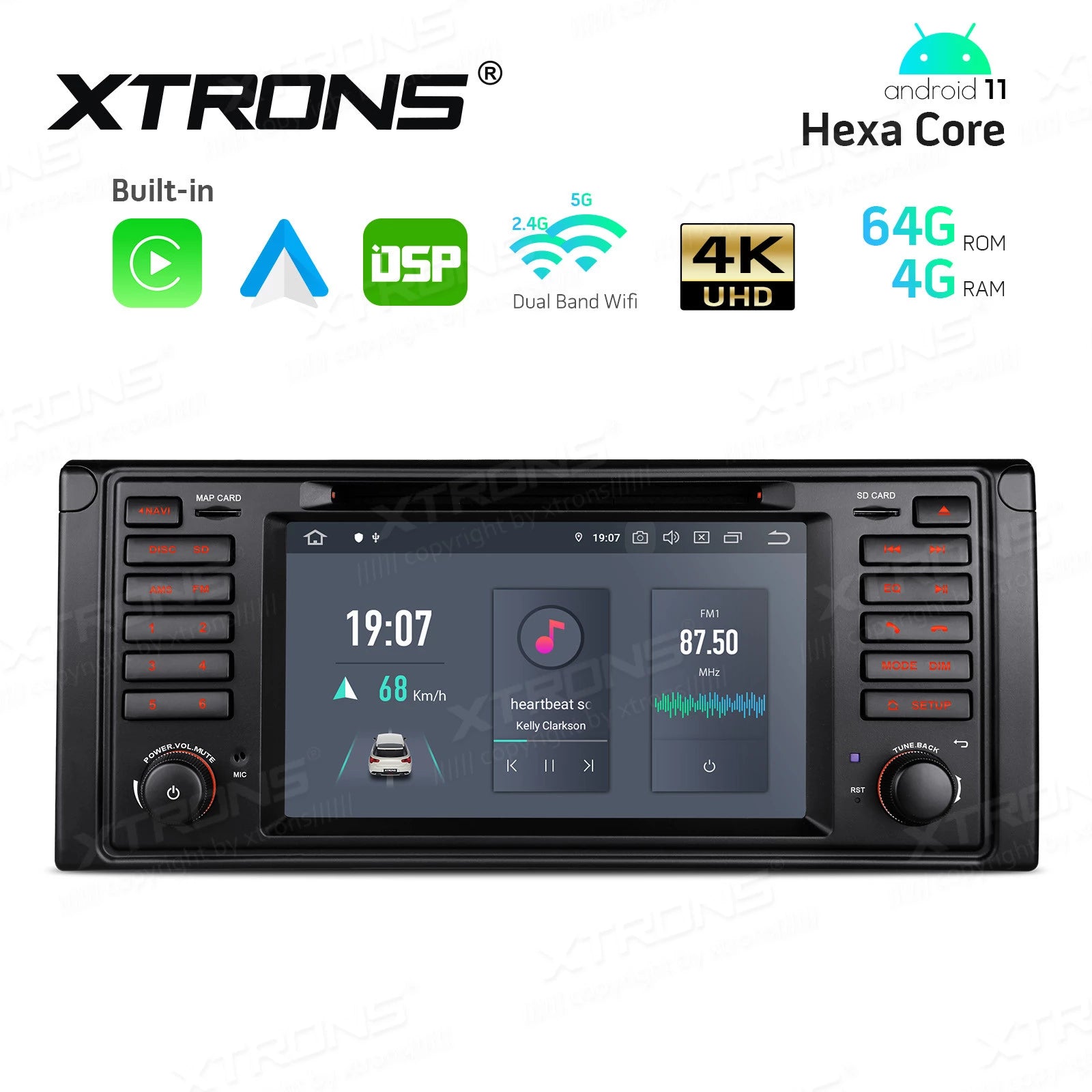 7" Android 11 OS Car DVD Multimedia System Player GPS Radio for BMW E39 M5 1999-2003 & E39 1995-2003 with Built-in DSP Function