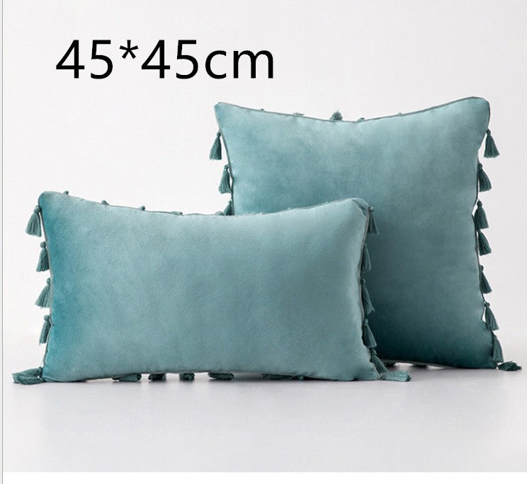 Tassel velvet sofa pillowcase