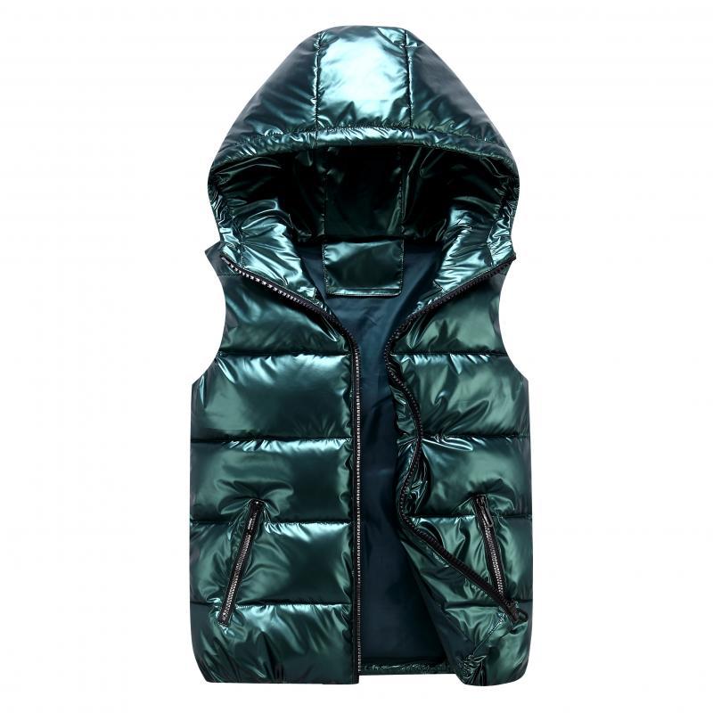 Women's Plus Size Hooded Shiny Down Cotton Vest