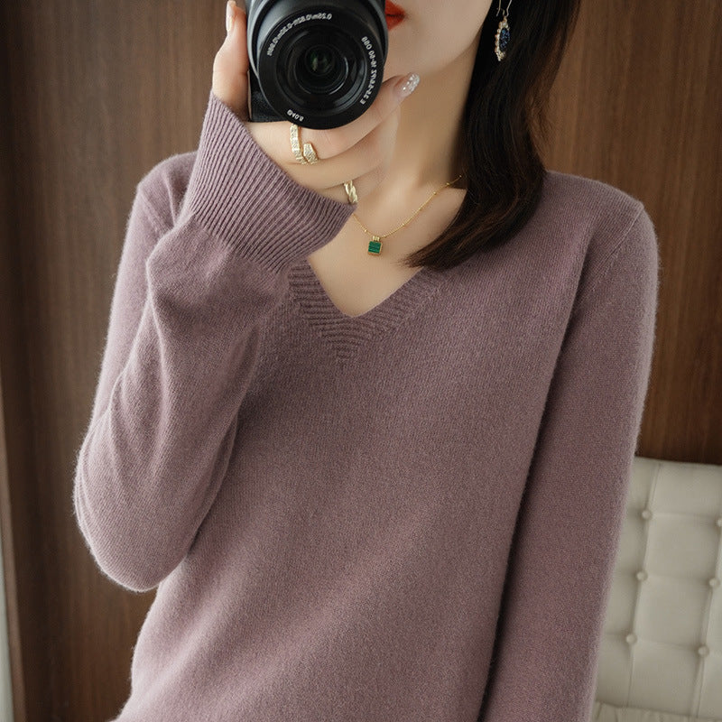 Women's Sweater Knit Bottoming Shirt Autumn And Winter Short Long Sleeves Slim Slimming