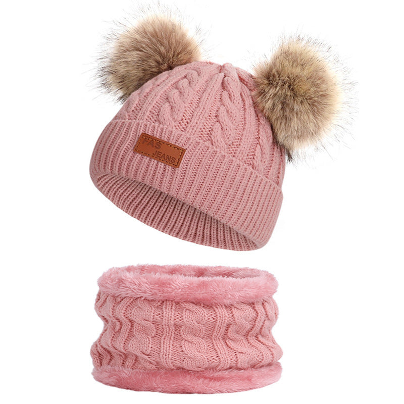 New children's autumn and winter hat and scarf set