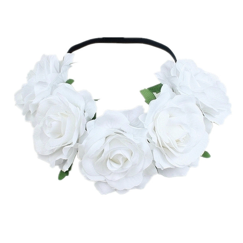 Europe And The United States 5 Red Roses Flower Headband Wreath Bridal Holiday Hair Accessories