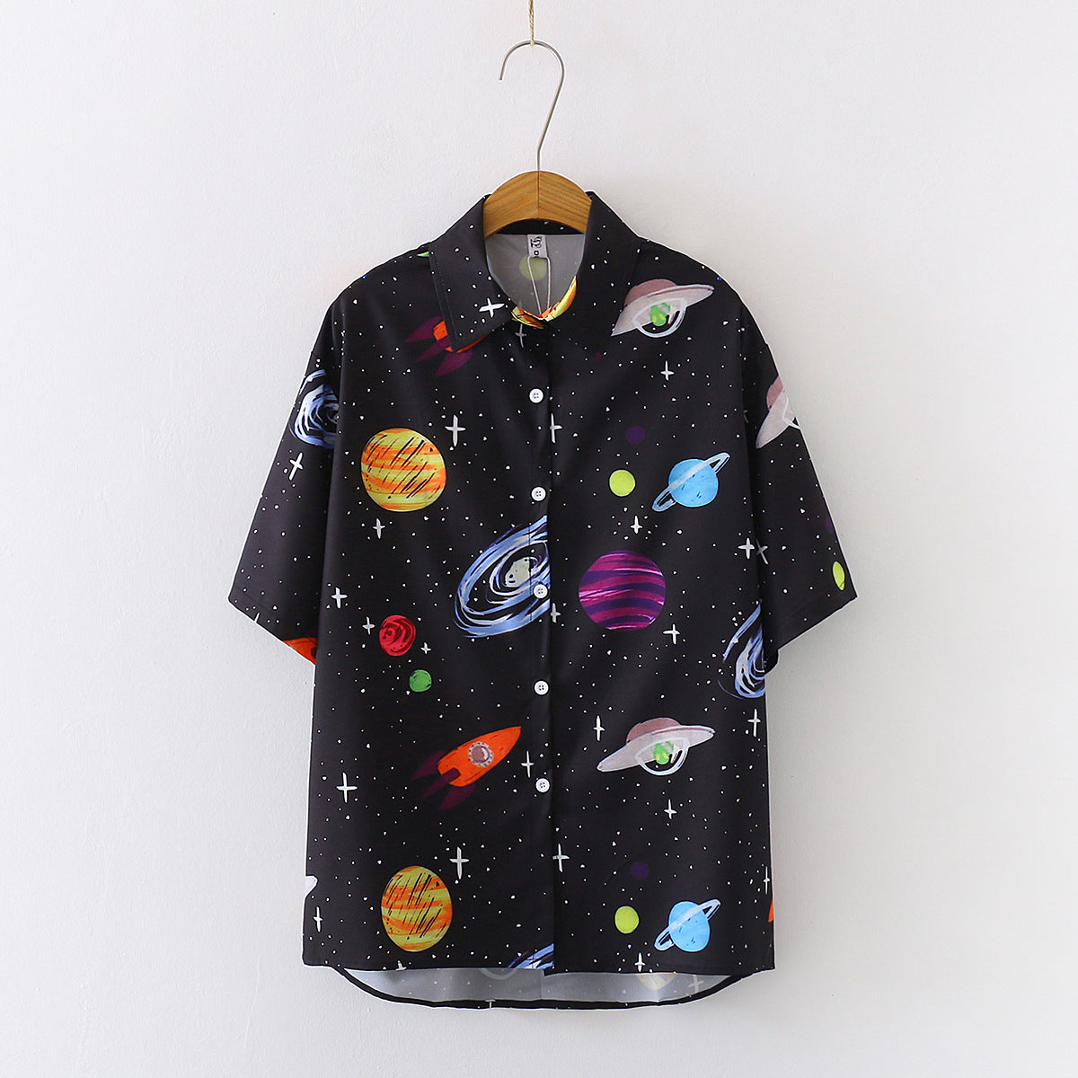 Korean All Match Spaceship Print Shirt