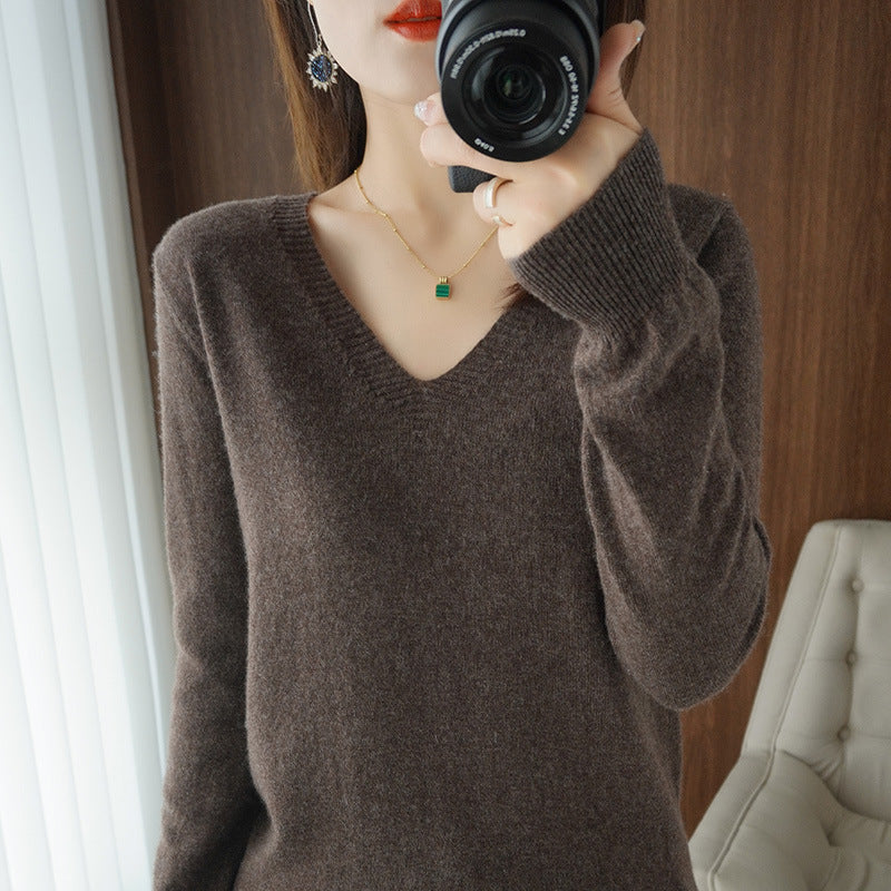 Women's Sweater Knit Bottoming Shirt Autumn And Winter Short Long Sleeves Slim Slimming