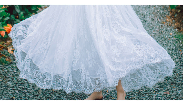 Women's Summer White Dress With Embroidered Lace