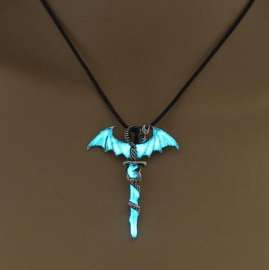 Glow In The Dark Dragon Sword Necklace