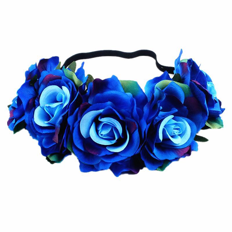 Europe And The United States 5 Red Roses Flower Headband Wreath Bridal Holiday Hair Accessories