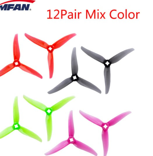 12 pairs Gemfan 4023 1.5mm 4inch 3 blade/ tri-blade Propeller Props CW CCW Compatible T-motor for FPV Racing Drone