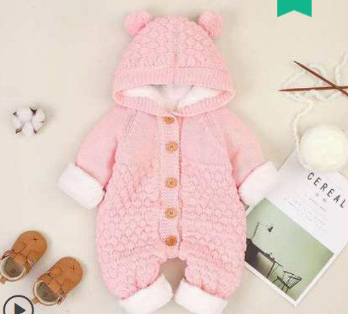 Baby knitted one-piece romper spring and autumn newborn clothes for men and women baby sweaters cute warm climbing clothes