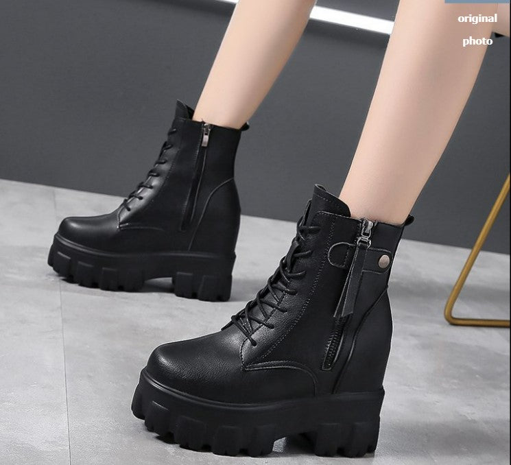 Internally increased Martin boots women's 2021 autumn and winter new wild small thick-soled handsome British style thin short boots