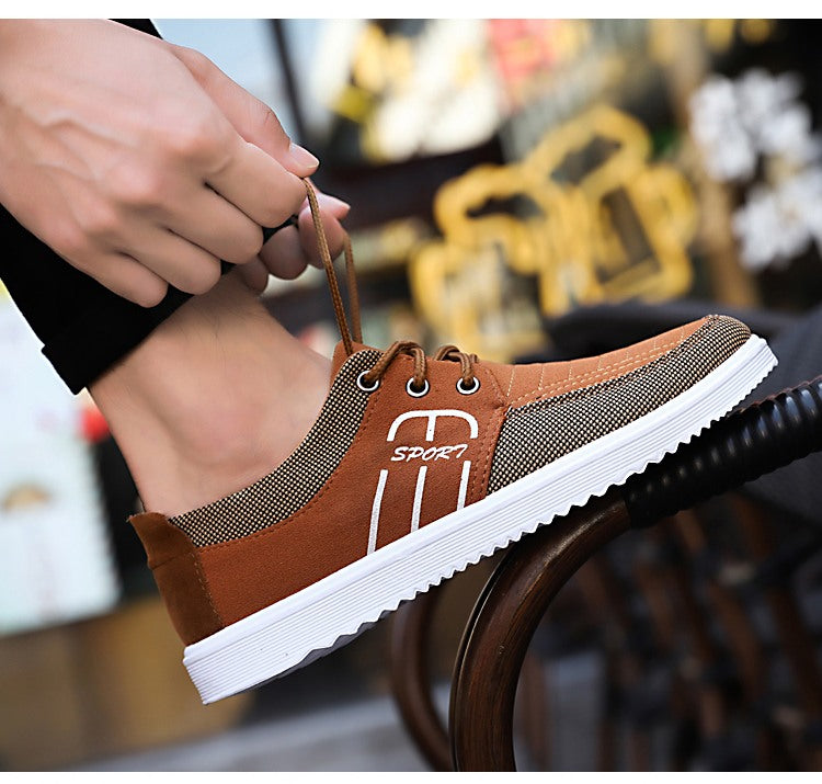 Men's shoes Korean version of the trend of new men's casual sports shoes simple and versatile canvas shoes breathable non-slip work shoes