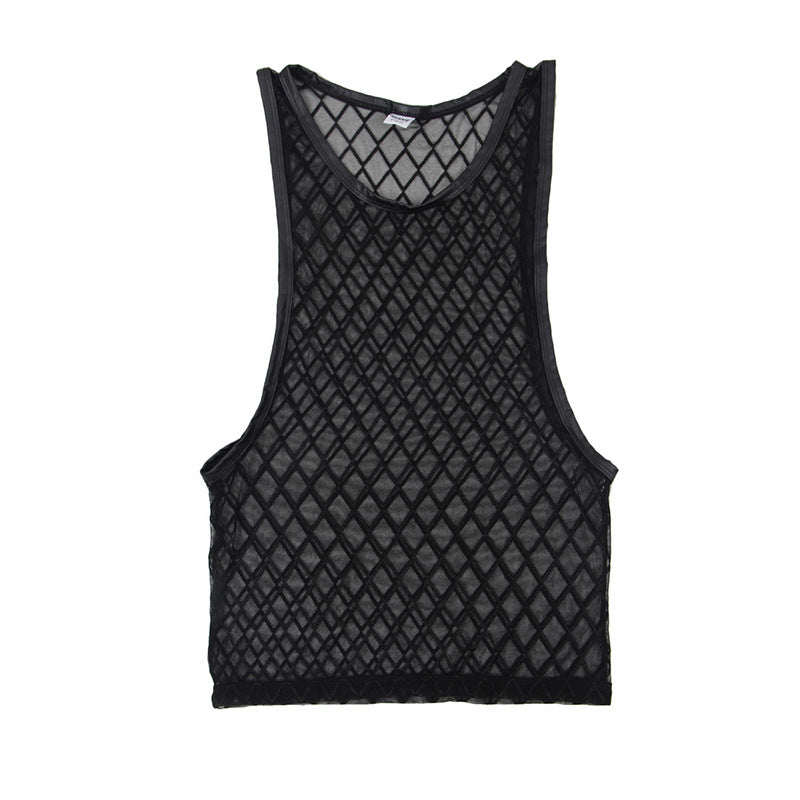 Mesh check transparent vest