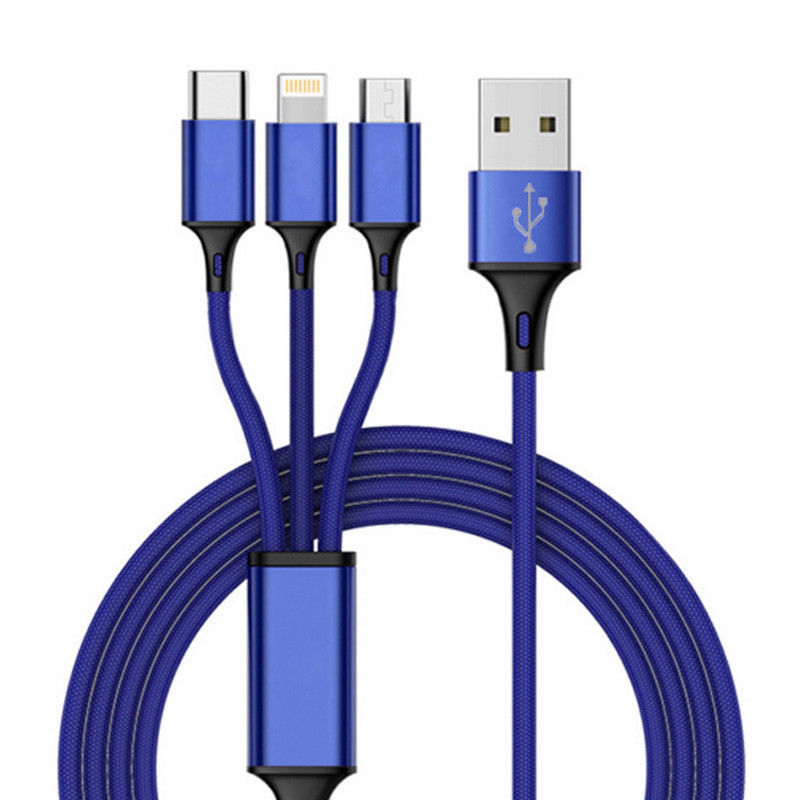 Compatible with Apple , Braided 3-in-1 data cable