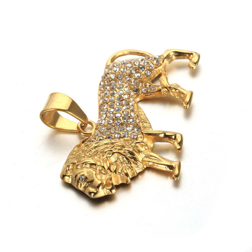 Alloy Gold-plated Lion Head Pendant