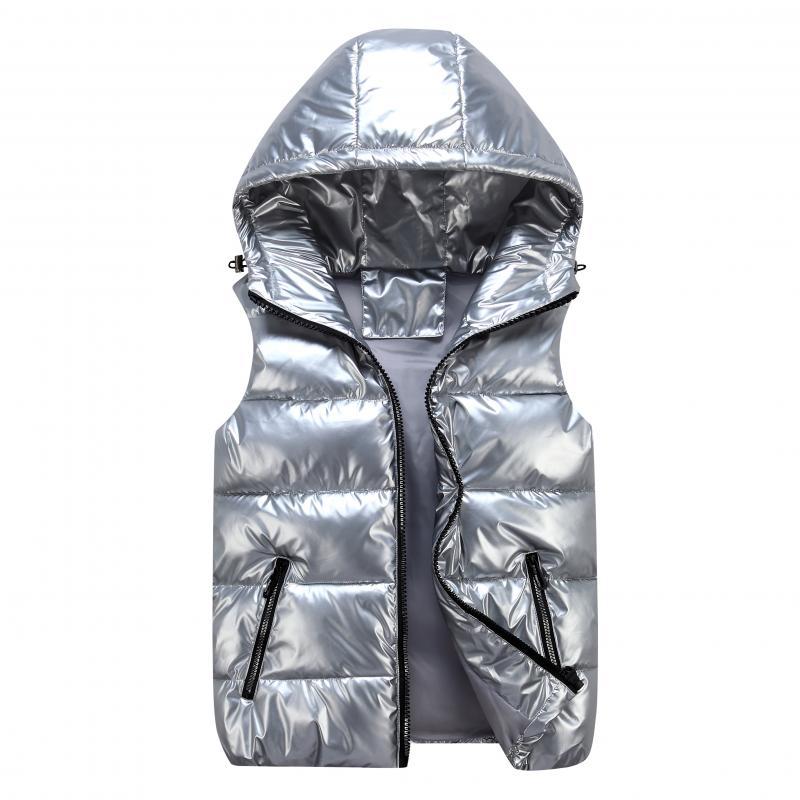 Women's Plus Size Hooded Shiny Down Cotton Vest