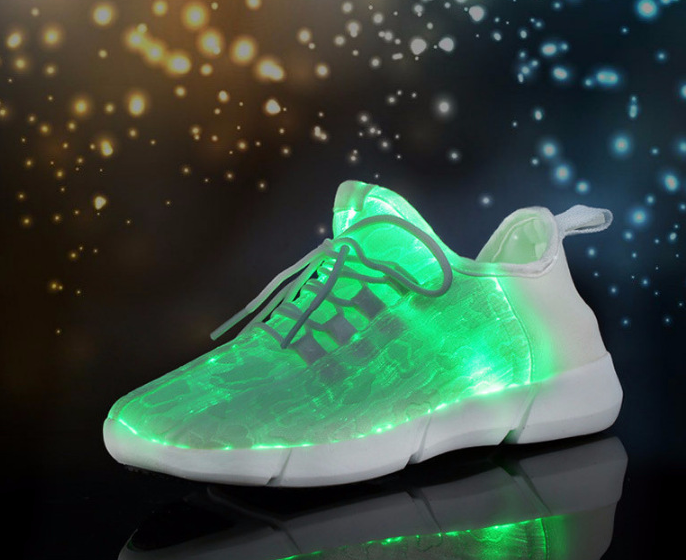 Fiber Optic LED Shoes USB Recharge Glowing Sneakers Man Llight Up Shoes