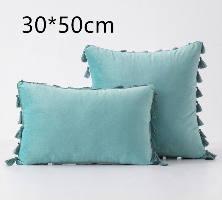 Tassel velvet sofa pillowcase