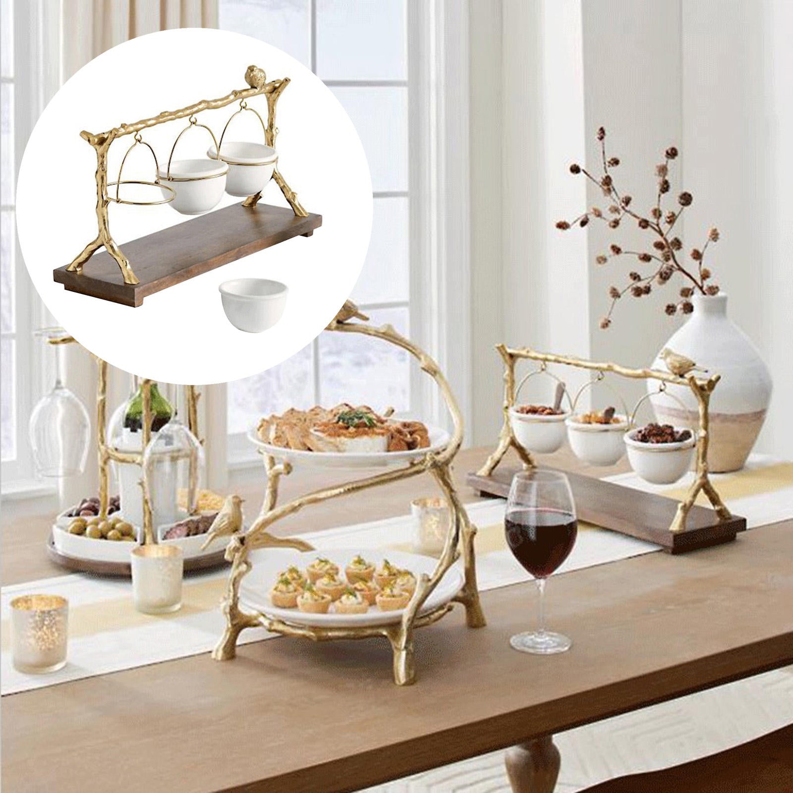 Resin Ornaments Golden Oak Branch Snack Bowl Rack