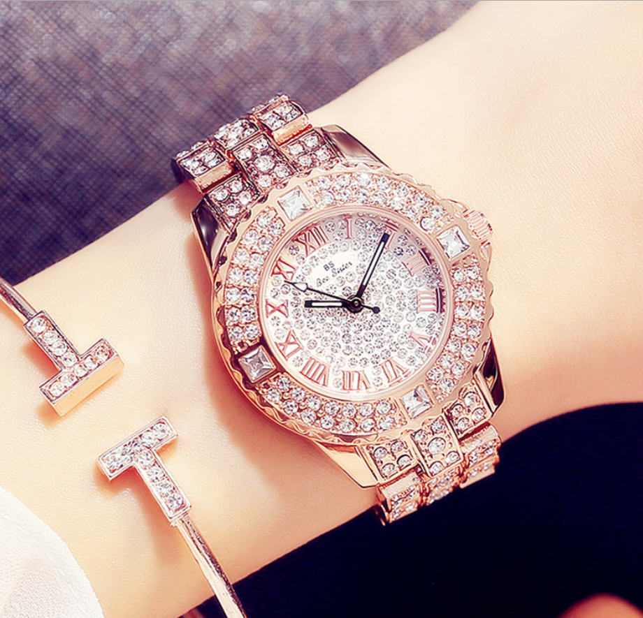 Full diamond ladies quartz watch