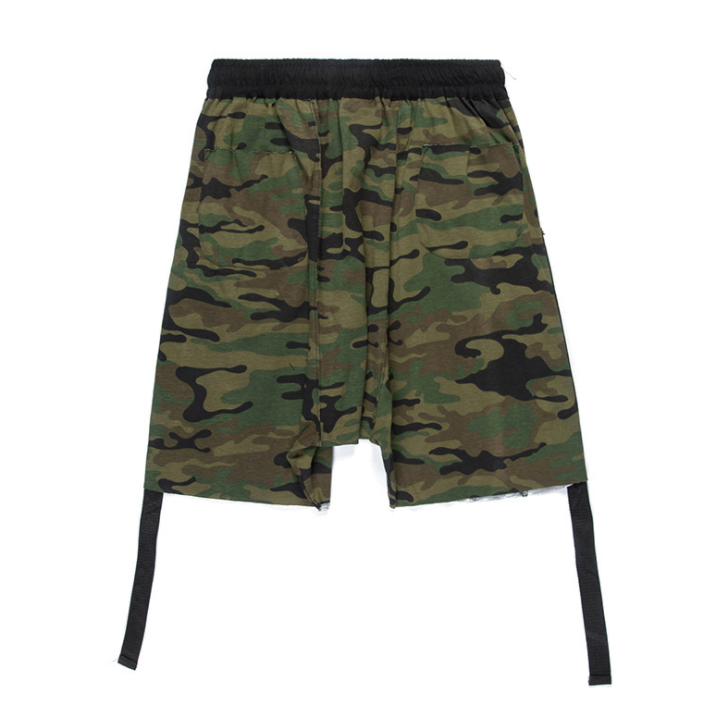 HZIJUE 2020 Camouflage Ribbon Drop Out Men Shorts Hip Hop Brand Clothing Justin Bieber Streetwear Military Jogger Short